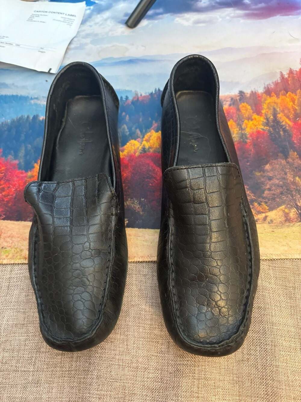Cole Haan Black Croc-Embossed Leather Driving Loafers

Fits size 8 women’s
